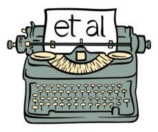 A typewriter with the paper reading et al.